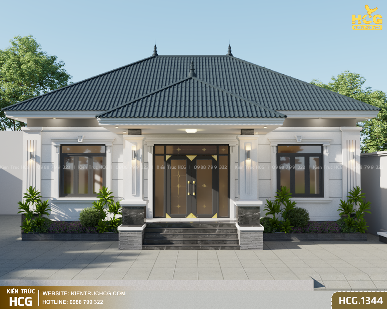 Biệt Thự Vườn Mái Nhật Hiện Đại Mặt Tiền 12.9m - HCG.1344