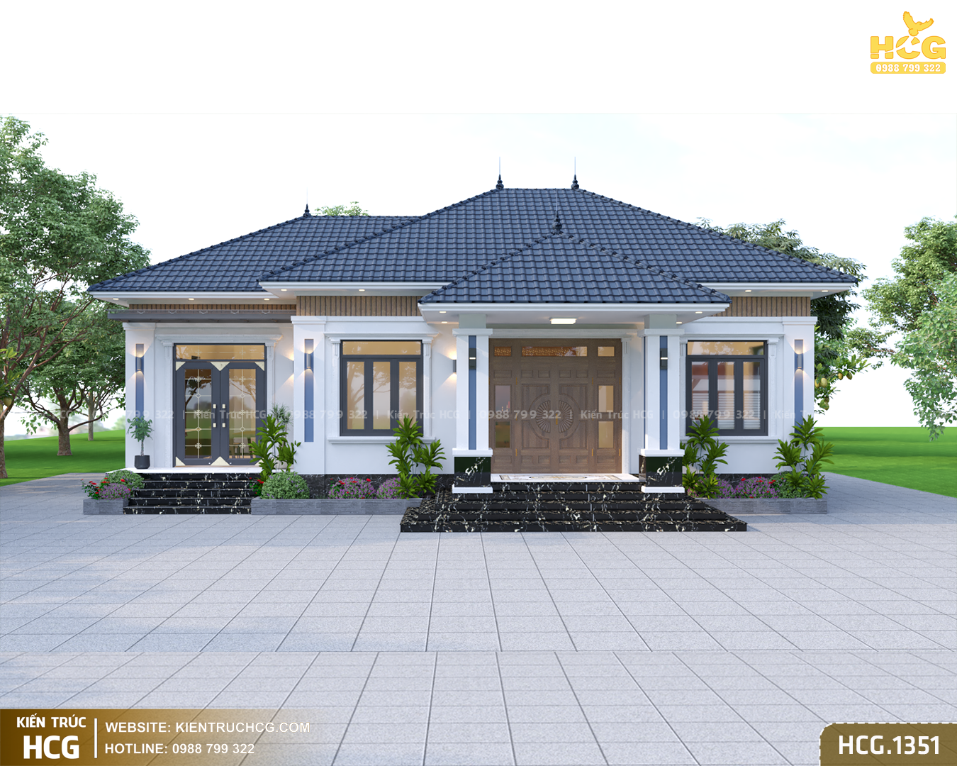 Biệt Thự Vườn Mái Nhật Hiện Đại Mặt Tiền 15.4m - HCG.1351