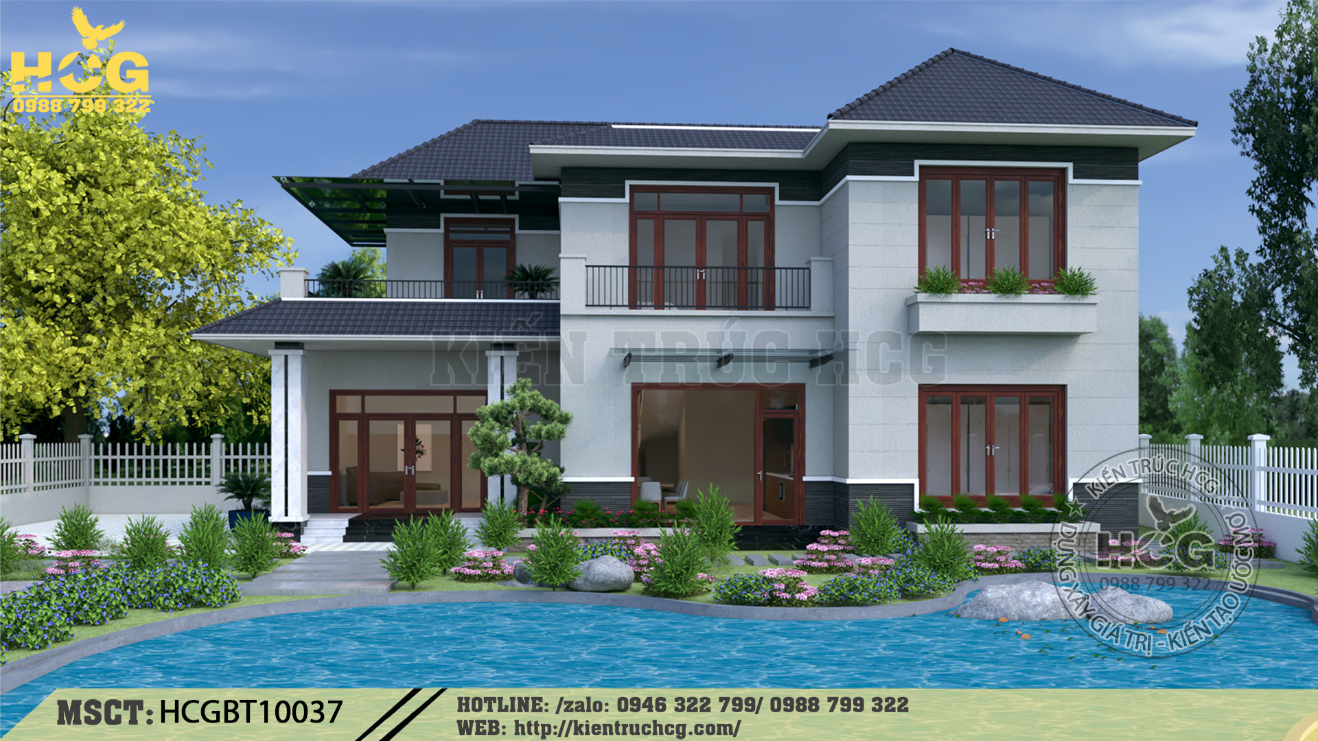 MẪU VILLA 2 TẦNG MÁI NHẬT HIỆN ĐẠI