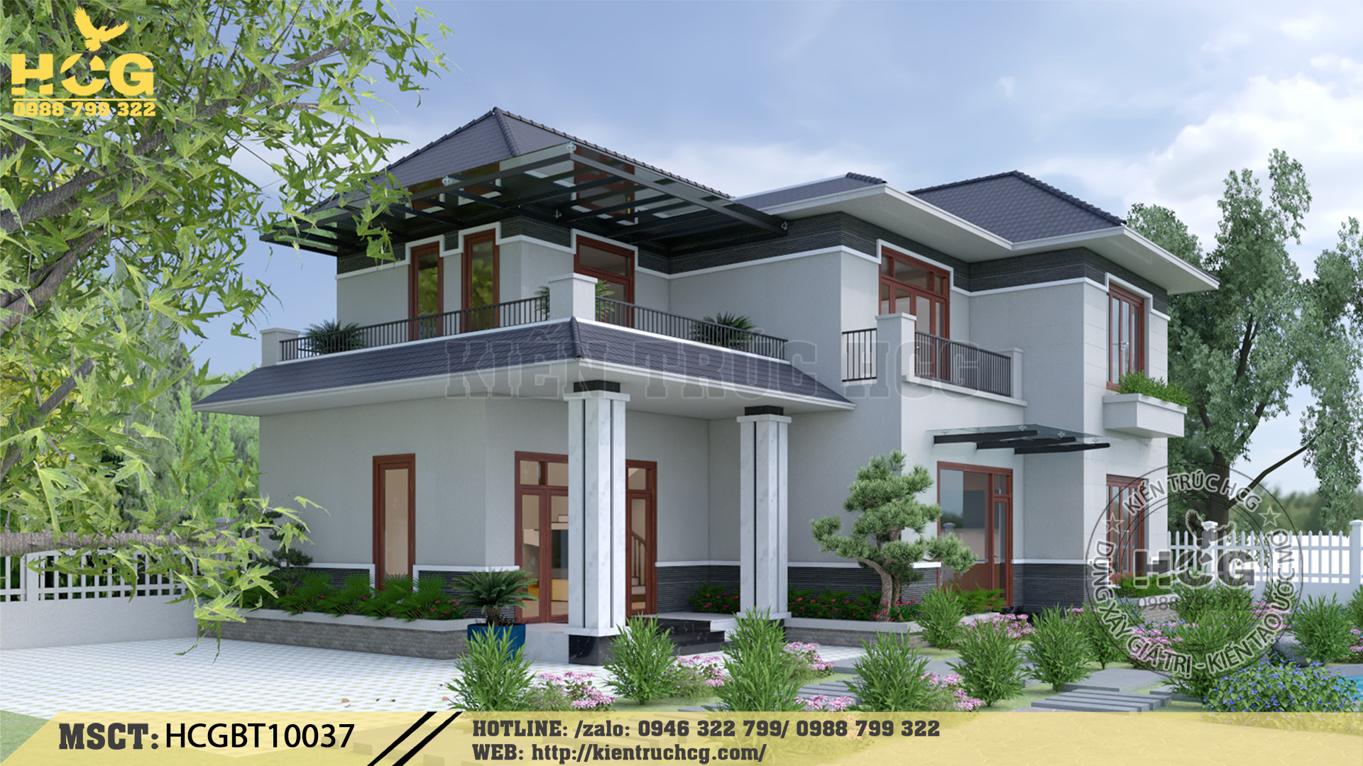 MẪU VILLA 2 TẦNG MÁI NHẬT HIỆN ĐẠI